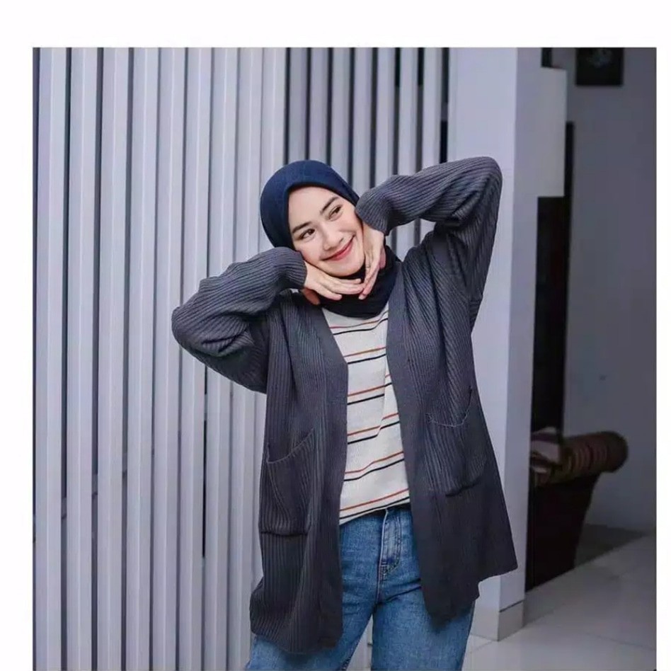 Kardigan Wanita Rajut Halus Long Cardigan