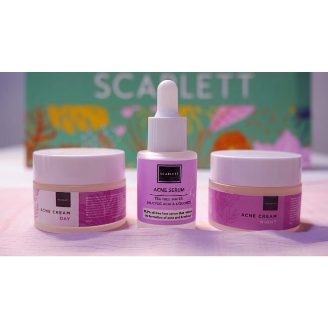 SCARLETT WHITENING PAKET ACNE TREATMENT / PAKET ACNE 3IN1 / [DAY CREAM ACNE-NIGHT CREAM ACNE-ACE SER