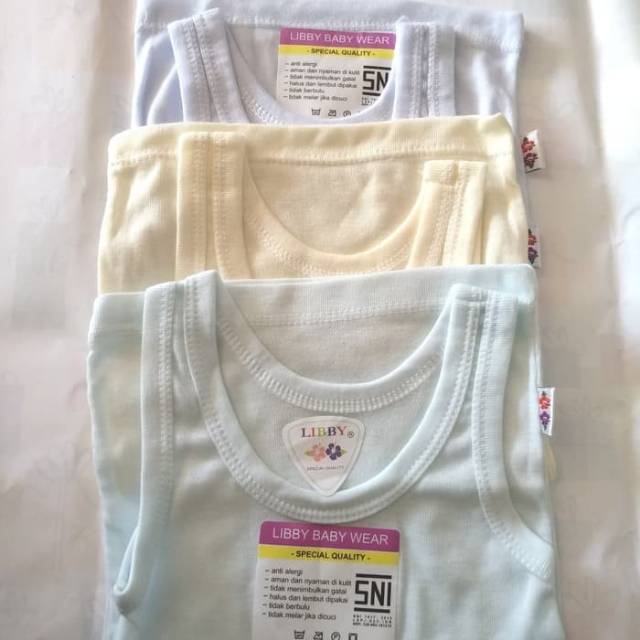 Kaos Dalam Bayi NB Libby isi 3 / Singlet Bayi NB / Kaos Kutang Bayi