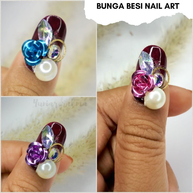 BUNGA ALMUNIUM NAIL ART , BUNGA RESIN ,NAIL ART ,BUNGA KUKU