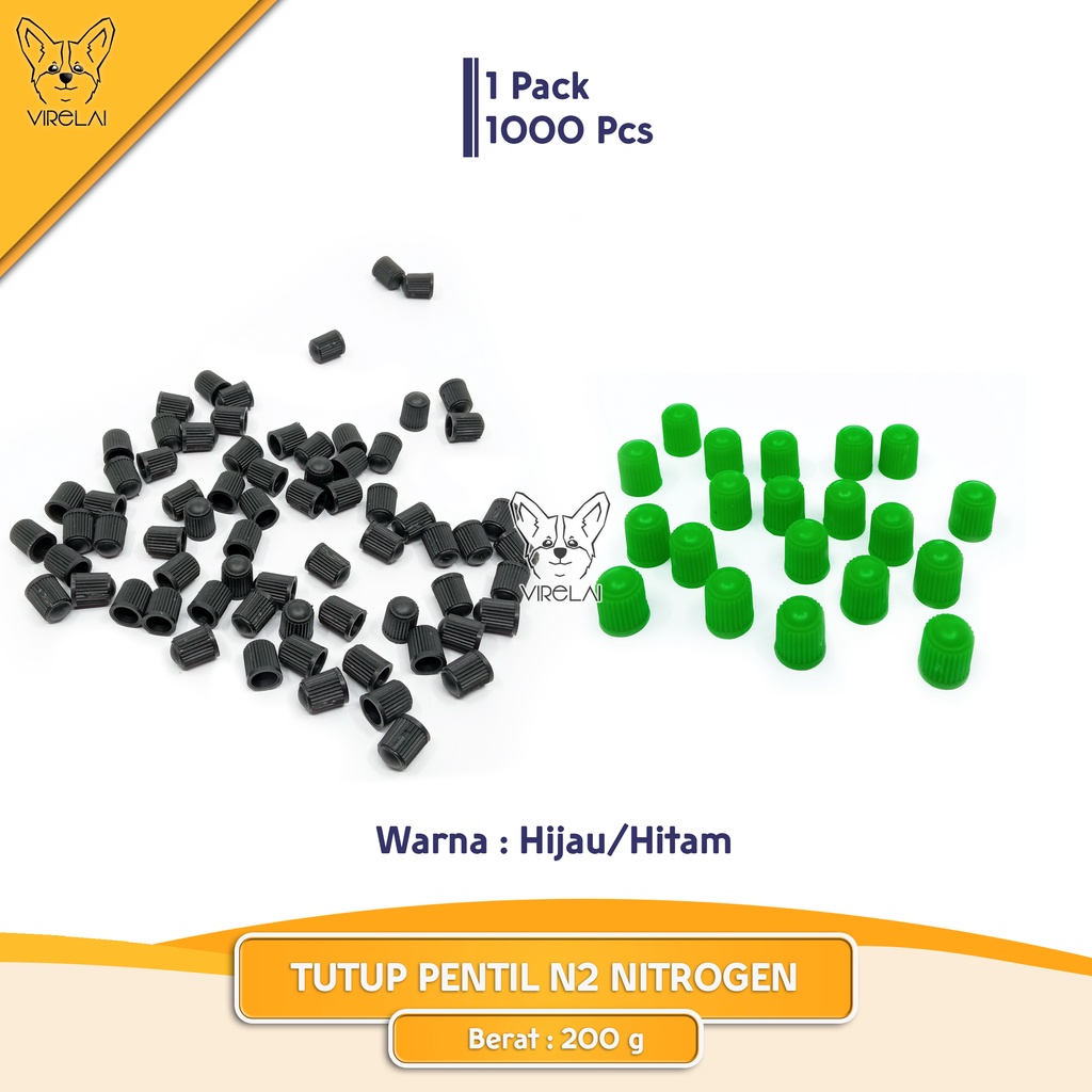 [1000 Pcs] TUTUP PENTIL N2 NITROGEN HIJAU/HITAM