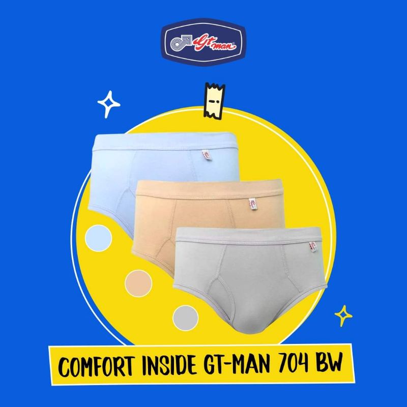 ORIGINAL Celana Dalam Gt man brief underware 704 bw bahan katun adem Pria / laki / cowok dewasa Putih, Biru, Abu Abu, Cokelat s m l xl jumbo big size