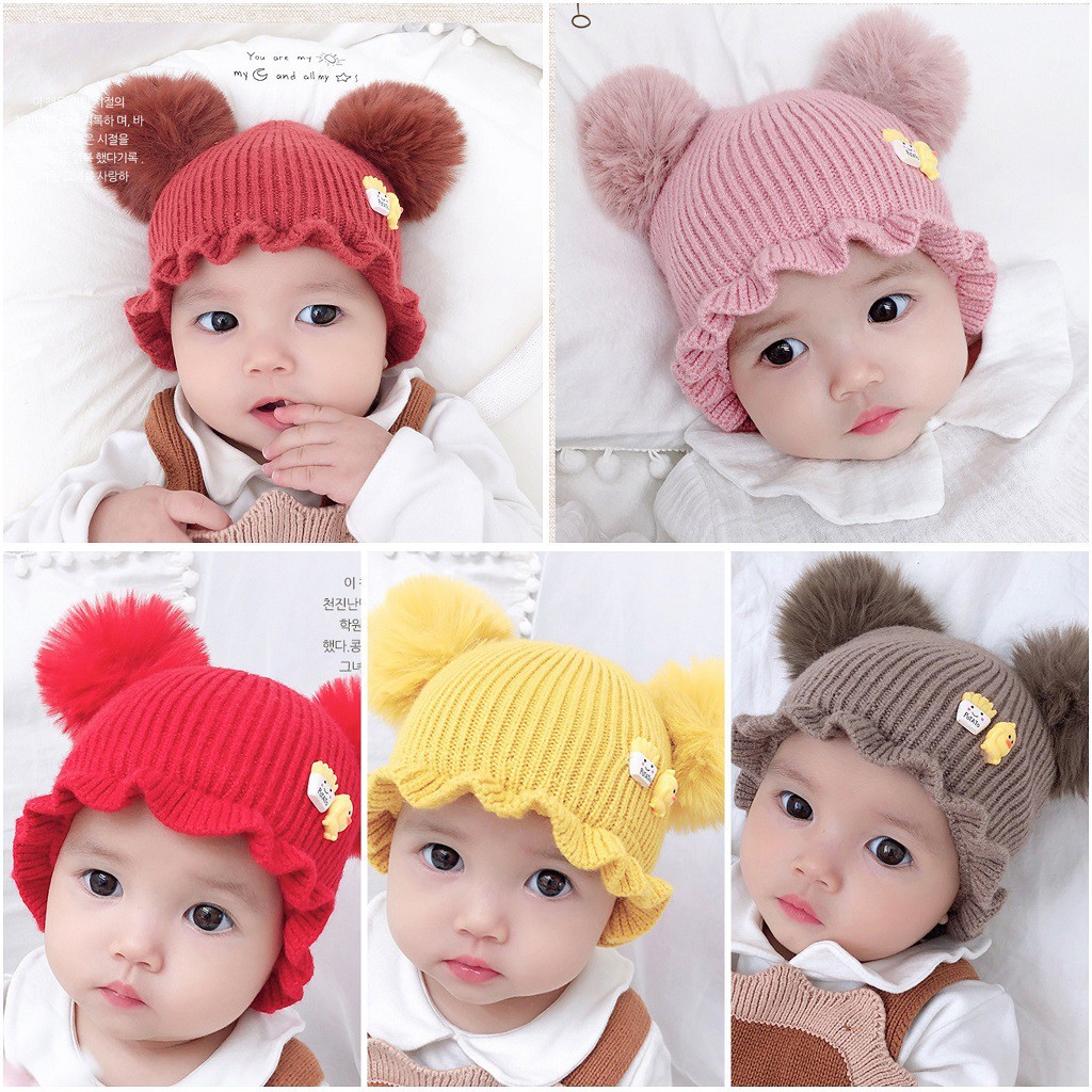 CHUBBI 24 Topi Rajut Kupluk Anak Bayi Perempuan Wol Lembut Potato