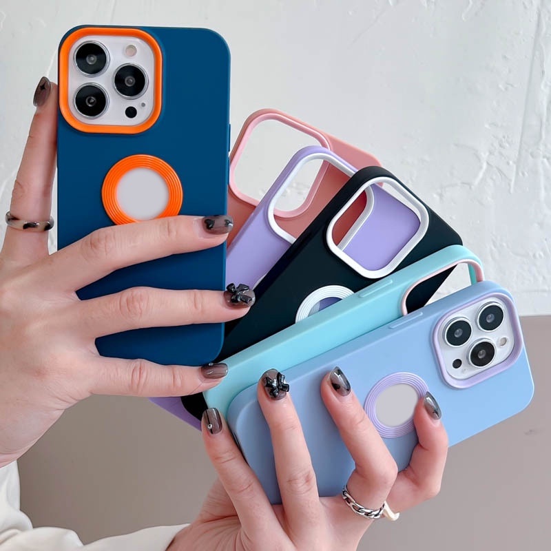 Case Pelindung Penuh Bahan Silikon TPU PC Warna-Warni Untuk iPhone 13 12 11 Pro X XR XS Max 7 8 Plus