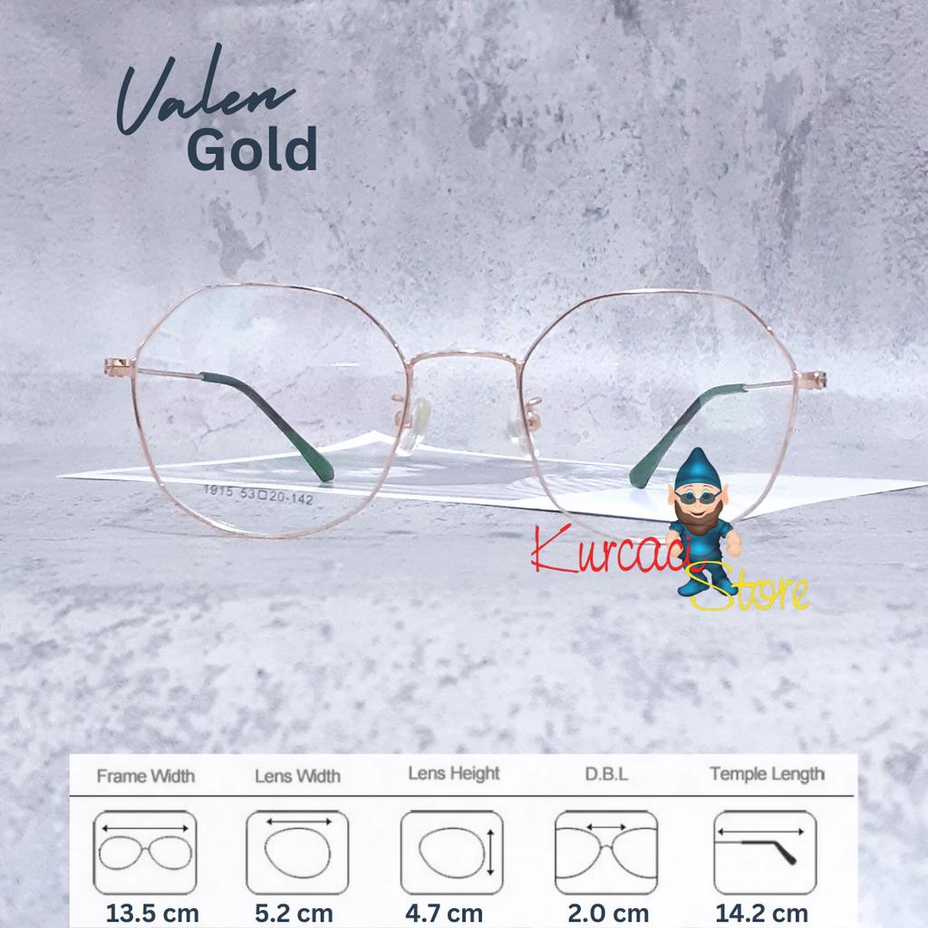 Frame Kacamata Minus photocromic Blueray Valen Metal Besi Pria Wanita untuk wajah Bulat Ouval