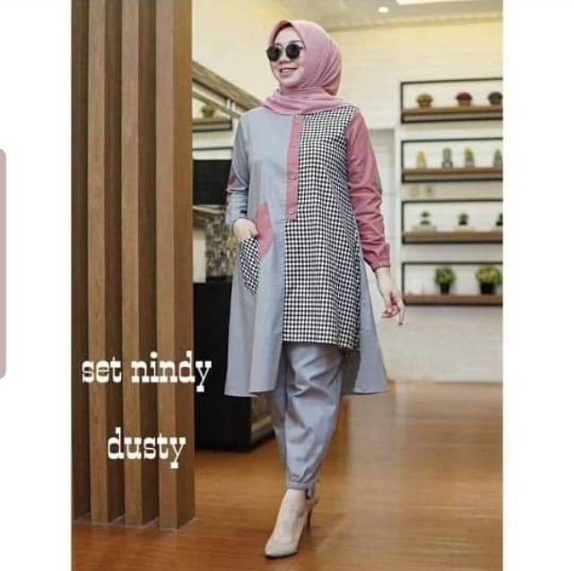 [ Set nindy. Setelan Muslim Size Jumbo 108cm pjg 93 Cm ] Vt