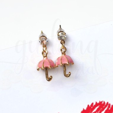 Anting Stud Pink Umbrella 3D Payung Lucu Unik GH 203532