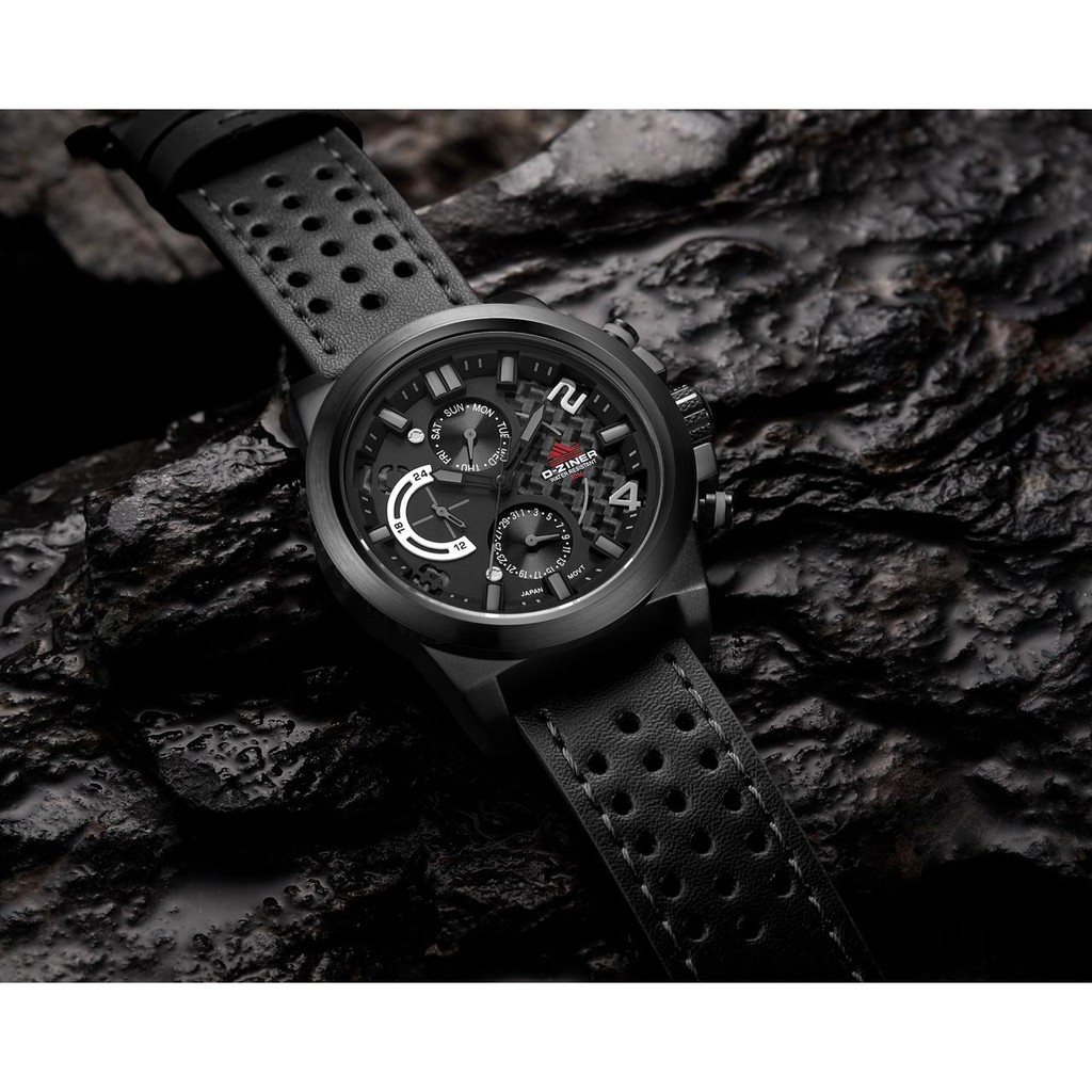 D-ZINER 9007 - JAM TANGAN PRIA CHRONOGRAPH STRAP KULIT