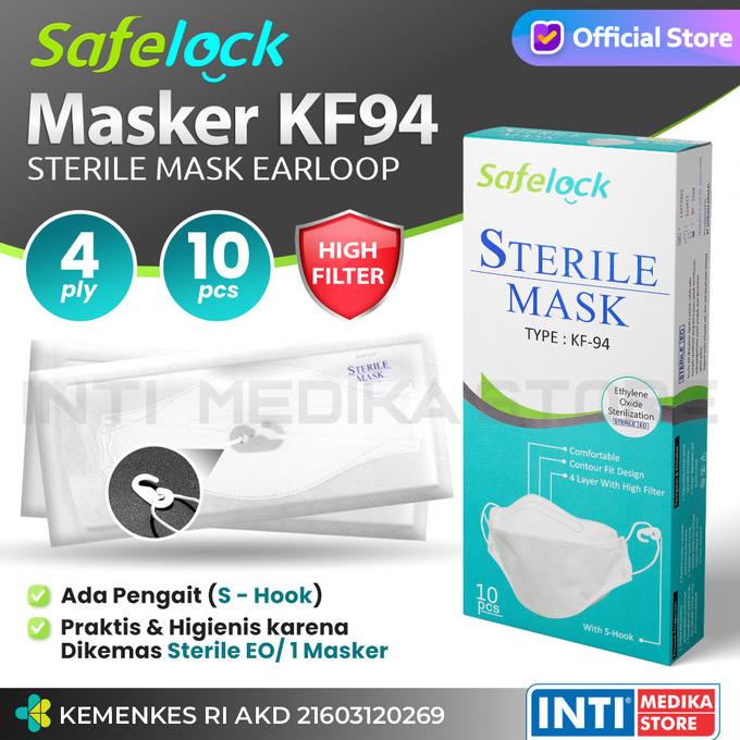 SALE SAFELOCK - Masker KF94 4 Ply Surgical Earloop | Model 4D Sensi Convex