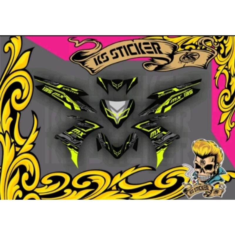 STICKER DECAL JUPITER MX 135 HITAM STRIP HIJAU