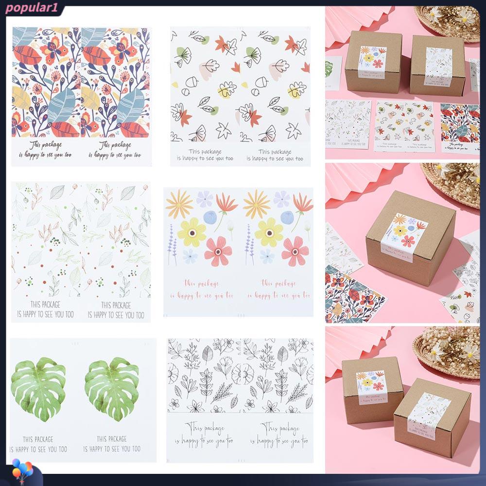 POPULAR 50PCS/Pack Gift Seal Stickers Party Supplies Flower Printed &quot;This Package Is Happy To See You Too&quot; Wedding For Small Business Rectangle Parcel Decor Greeting Labels