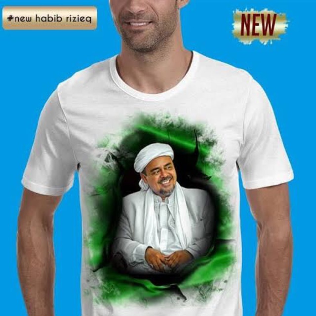 KAOS HABIB RIZIEQ SYIHAB FPI LIST IJO BAJU TSHIRT FRONT PEMBELA ISLAM ULAMA MUSLIM