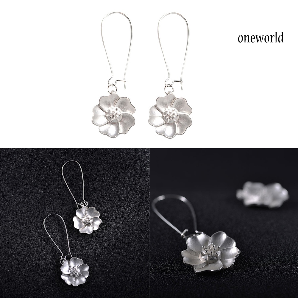 OW@ Elegant Women Flower Drop Dangle Hook Earrings Wedding Bridal Party Jewelry Gift