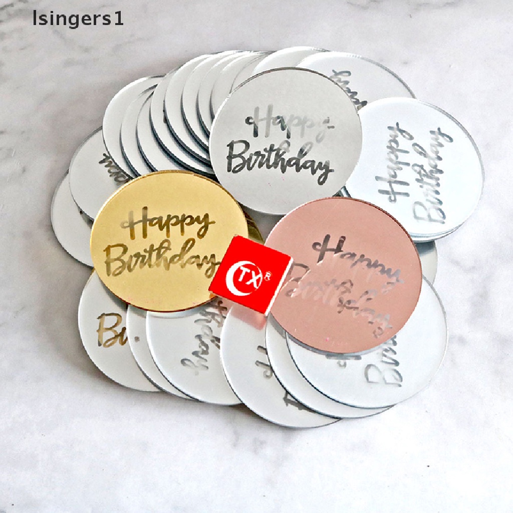 (lsingers1) Topper Kue Ulang Tahun Bentuk Lingkaran Bahan Akrilik Warna Rose Gold