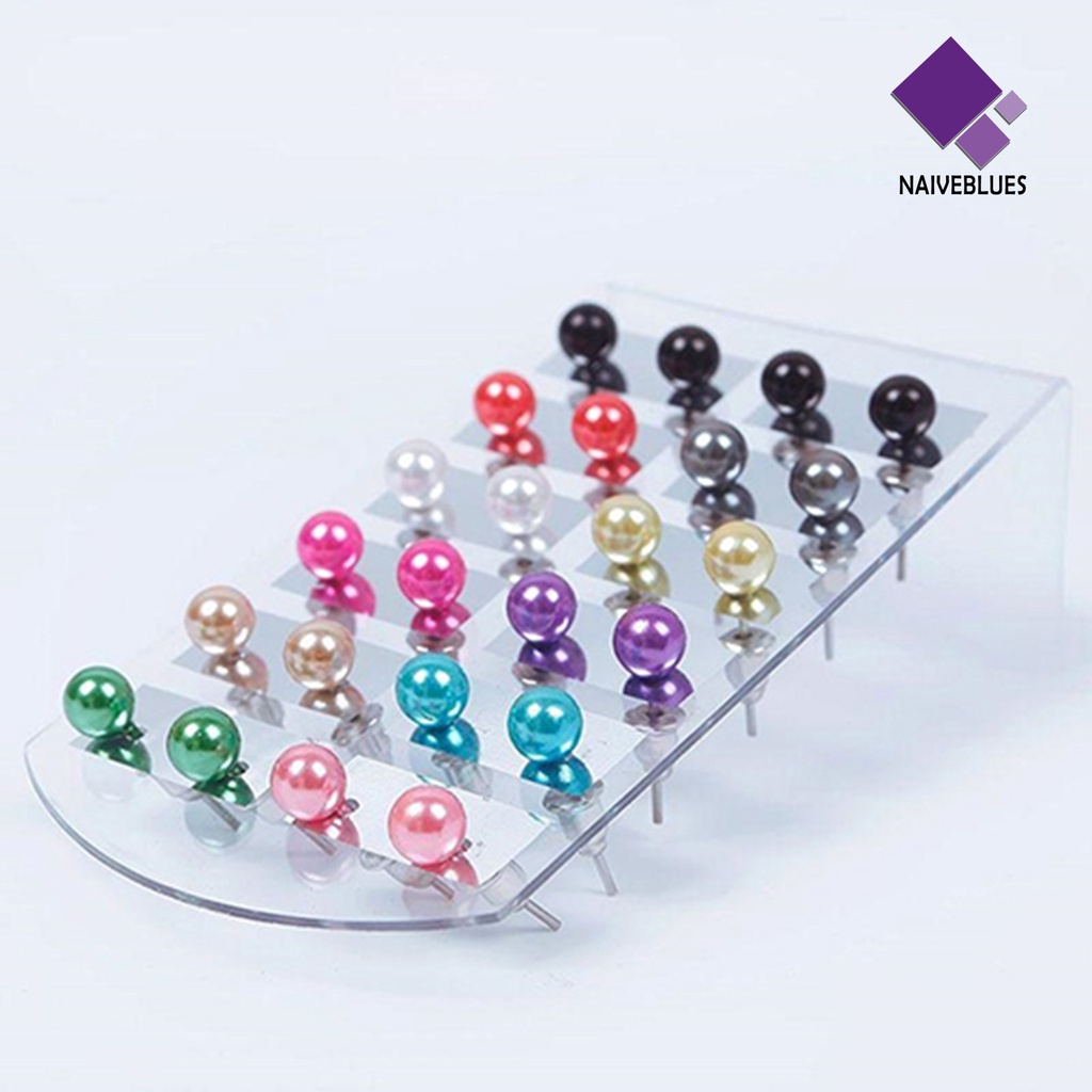 12 Pasang Anting Stud Bentuk Bola Mutiara Tiruan Untuk Wanita