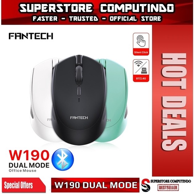 Fantech W190 Wireless Bluetooth Mouse - Dual Connection - Silent Mouse