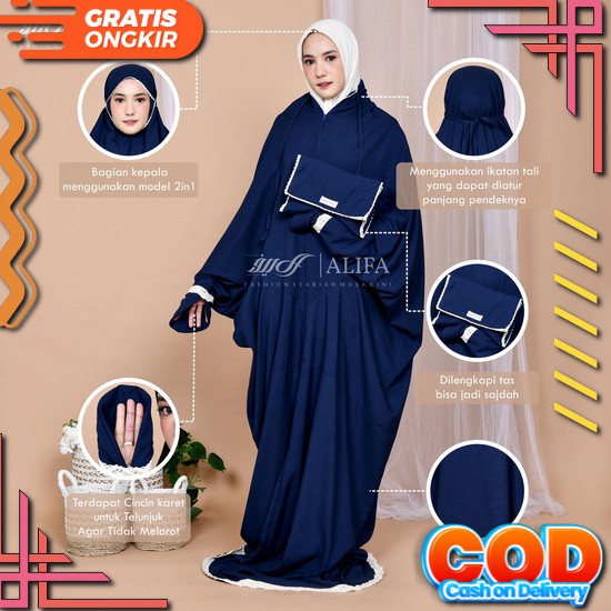 Mukena Terusan Langsungan Jumbo Dewasa Poli Mikro Putih Bordir Bunga Kecil New Premium Ori | Mukena 