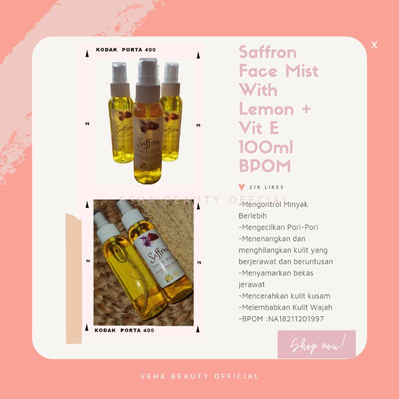 AIR SAFFRON FACE MIST WITH LEMON + VIT E 100ml BPOM