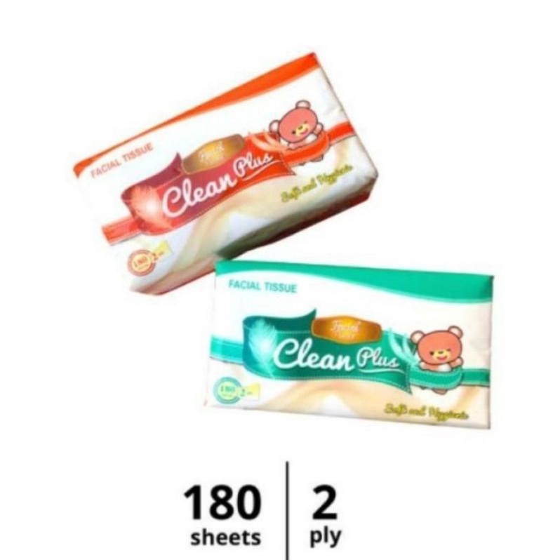 Facial Tissu CleanPlus 180sheet/Tisu Wajah CleanPlus 180s halus dan lembut Paket isi 10pcs
