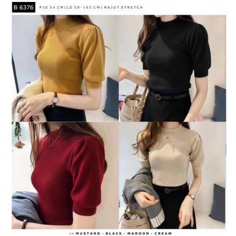 NICOLE KNIT PREMIUM - ATASAN KERAH TINGGI WANITA - KNIT TOPS