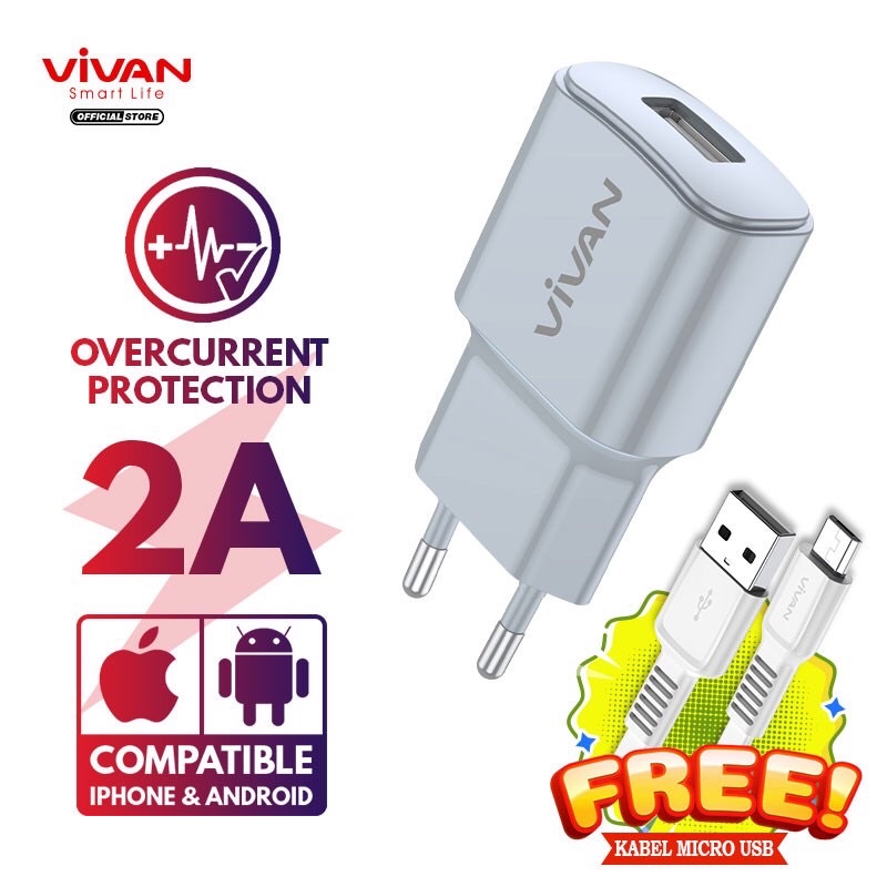 Charger Casan VIVAN Original Fast USB Charging Power Oval 2.0 - Garansi Resmi 1 Tahun