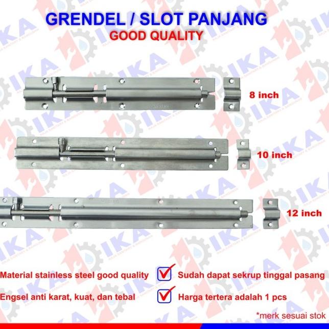 ❃ Grendel slot pintu 10 inch / 25 cm besi kayu panjang kuat murah - GRENDEL SS 12IN ♪