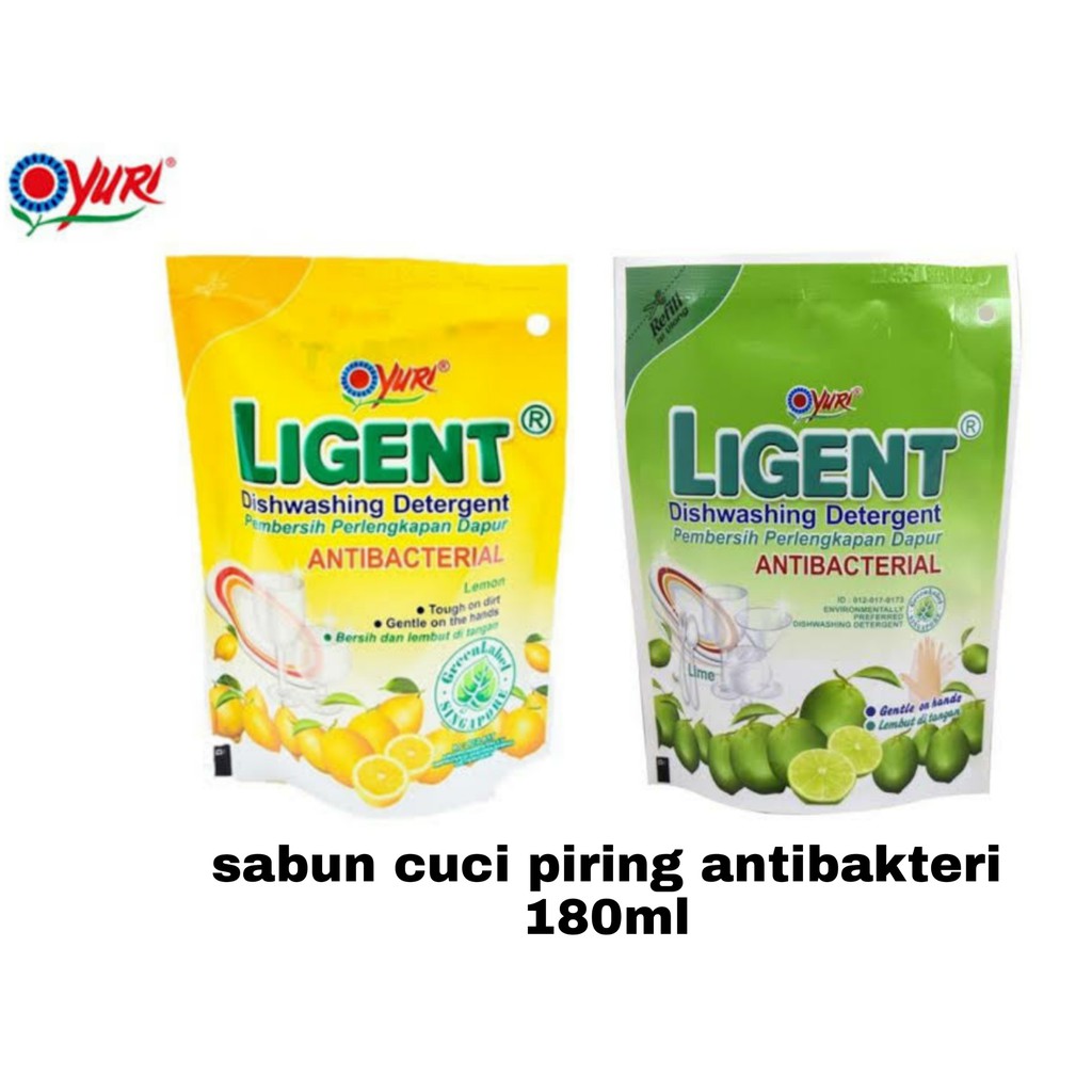 SABUN CUCI PIRING ANTI BAKTERI YURI LIGENT 180 ML DISHWASHING DETERGENT REFILL ISI ULANG