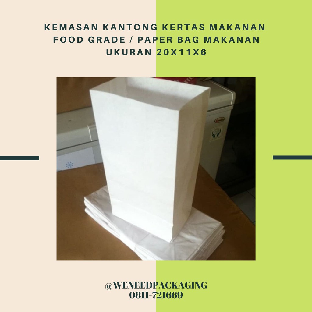 Kemasan Kantong Kertas Makanan Food Grade Polos / PAPER BAG MAKANAN