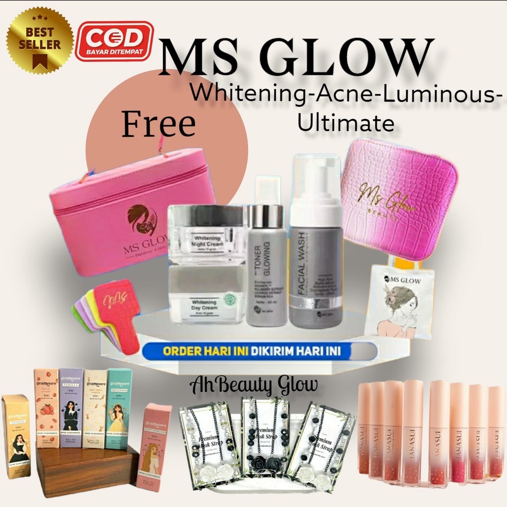 paket wajah ms glow original 1 paket lengkap skincare ms glow ori  sepaket  lengkap bedak  ultimate 