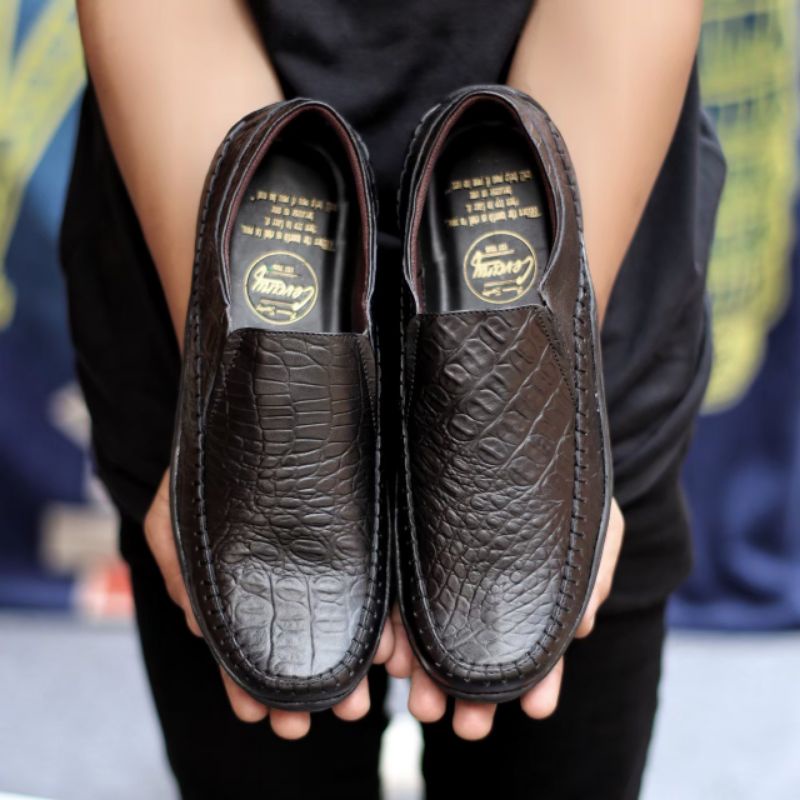 Xshoesbdg.id x Croco Sepatu Slip On Pria Casual Slop Kulit Asli Original Santai Kerja Kuliah Kantor