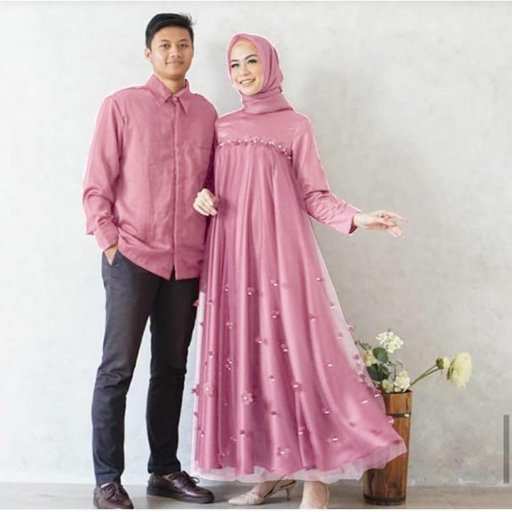 Baju Couple Keluarga Lebaran tahun 2023 Couple Muslim Keluarga Terbaru Moscrepe Batik Furing Maxy Ko
