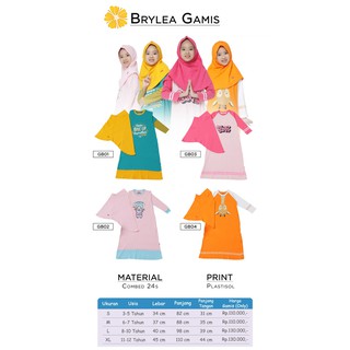 GB ALL Gamis  Anak Lucu Bahan  Cotton Combed  Fashion 