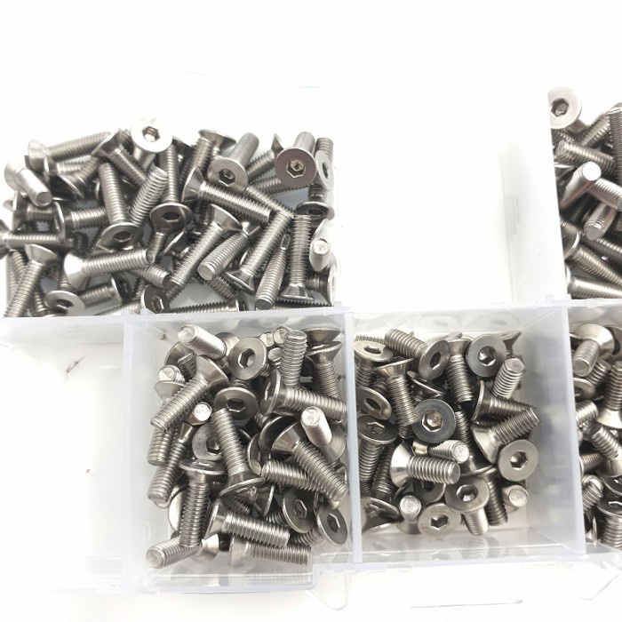 300pcs M3 flat head countersunk baut hex screw mur washer nut