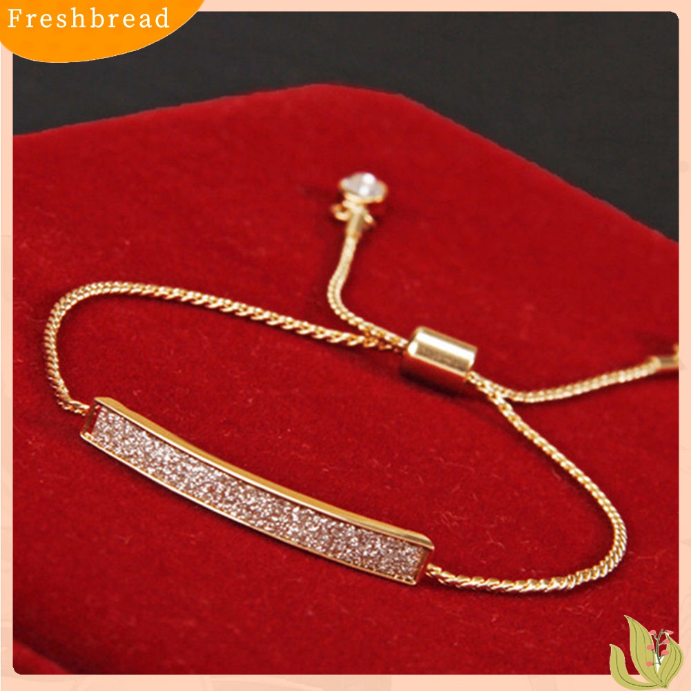 ? Fresh ? Gelang Bangle Tali Serut Adjustable Glitter pave Bar untuk Wanita