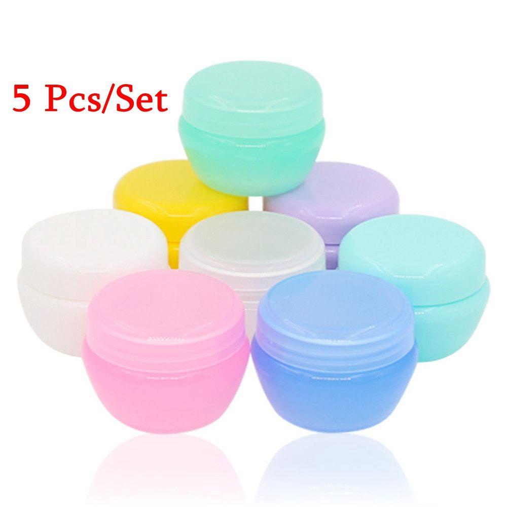 Solighter 5Pcs/lot 10g Pot Krim Wajah Portable Tempat Kosmetik Tutup Dalam Wadah Kosong