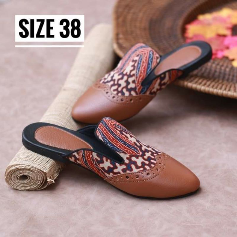 SANDAL BATIK, SANDAL ETNIK, SANDAL MULES ETNIK, MULES BATIK CANTIK, MULES ETNIK MURAH, MULES CANTIK