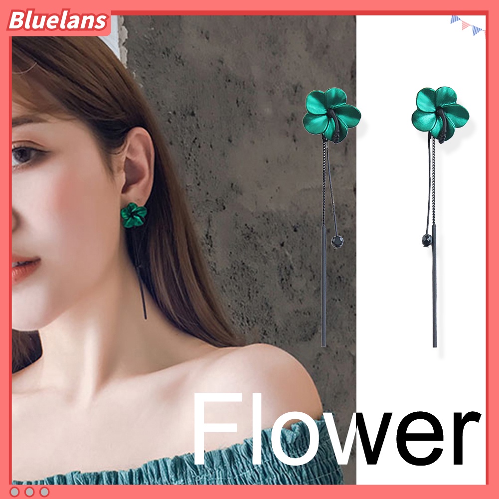 Bluelans Korean Style Long Flower Tassel Earrings Women Party Banquet Cocktail Jewelry