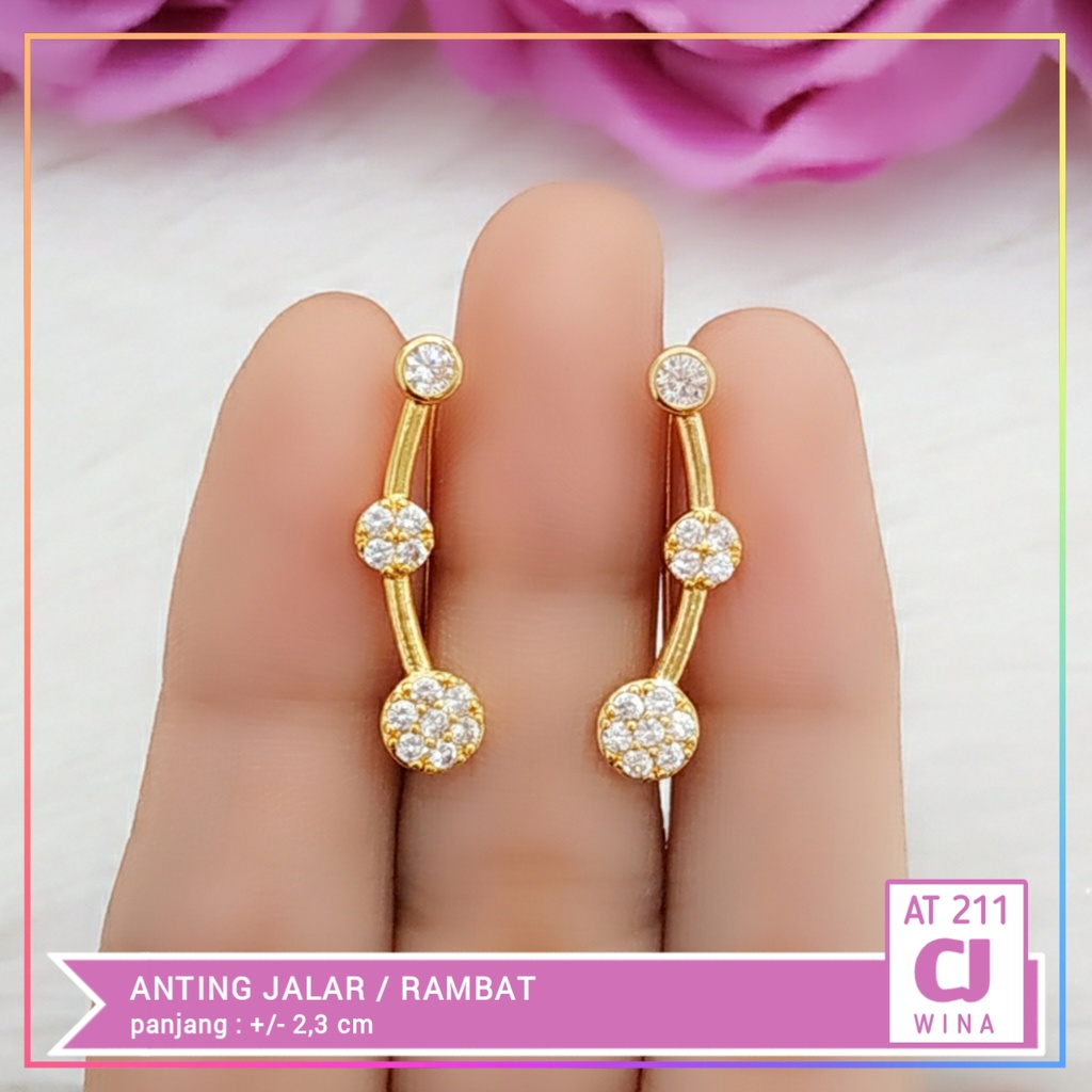 anting xuping anting dewasa jalar bulat permata perhiasa wanita lapis emas gold AT 211