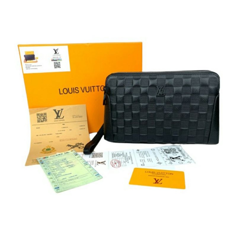 HANDBAG CLUTCH LV KULITASLI MODEL ELEGAN BONUS BOX