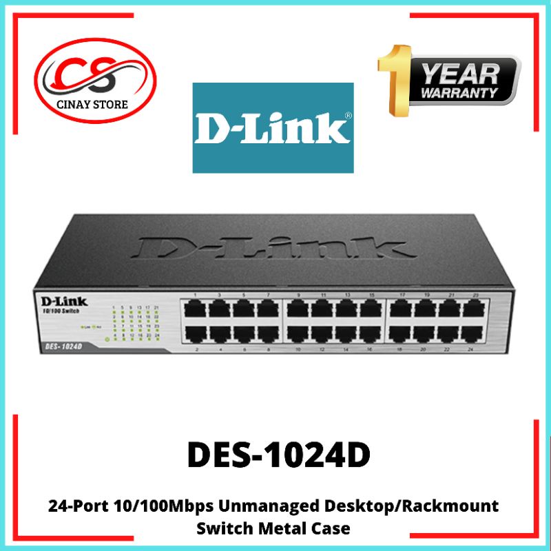 D-Link Switch Hub 24 Port Desktop LAN DES-1024C Dlink DES 1024D