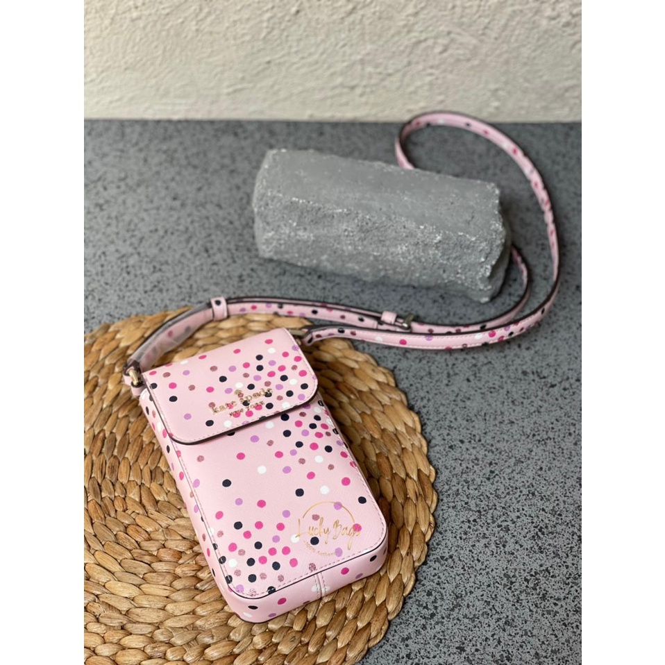 kate spade flap phone crossbody staci dlfestive confetti pink multi (authentic / original)