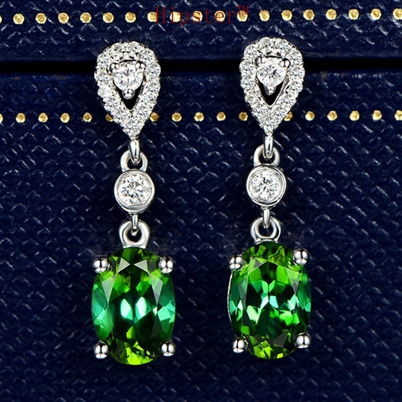 Hot Temperament Entry Lux Diamond Retro Green Crystal Earrings