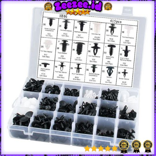 SUGERYY Baut Rivet Mobil Universal Snap Joint Clips 415 PCS - HE10 - Black