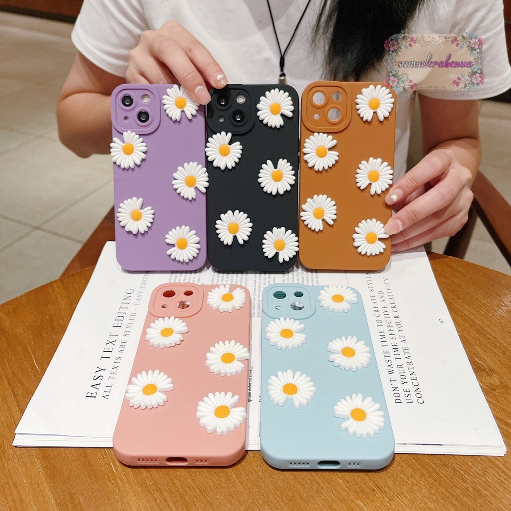 SOFTCASE PROCAMERA BUNGA DAISY 3D SAMSUNG A71 A72 4G A73 A750 A7 2018 SB4139