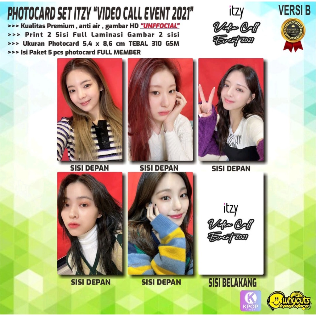 PHOTOCARD SET KPOP PREMIUM ITZY / JAPAN DEBUT SHOWCASE / MAMA AWARD 2021 / VIDEO CALL EVENT 2021 / PRINT 2 SISI FULL LAMINASI