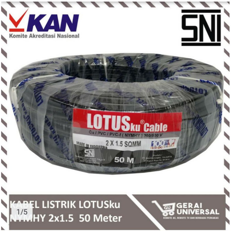 KABEL SERABUT NYMHY 2×1,5 LOTUS 50METER SNI