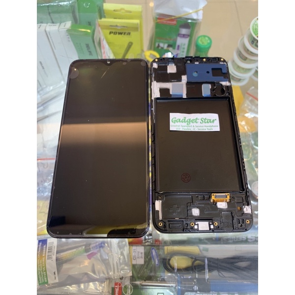 LCD TOUCHSCREEN BAZEL SAMSUNG A20 A205F SET FRAME ORI OLED