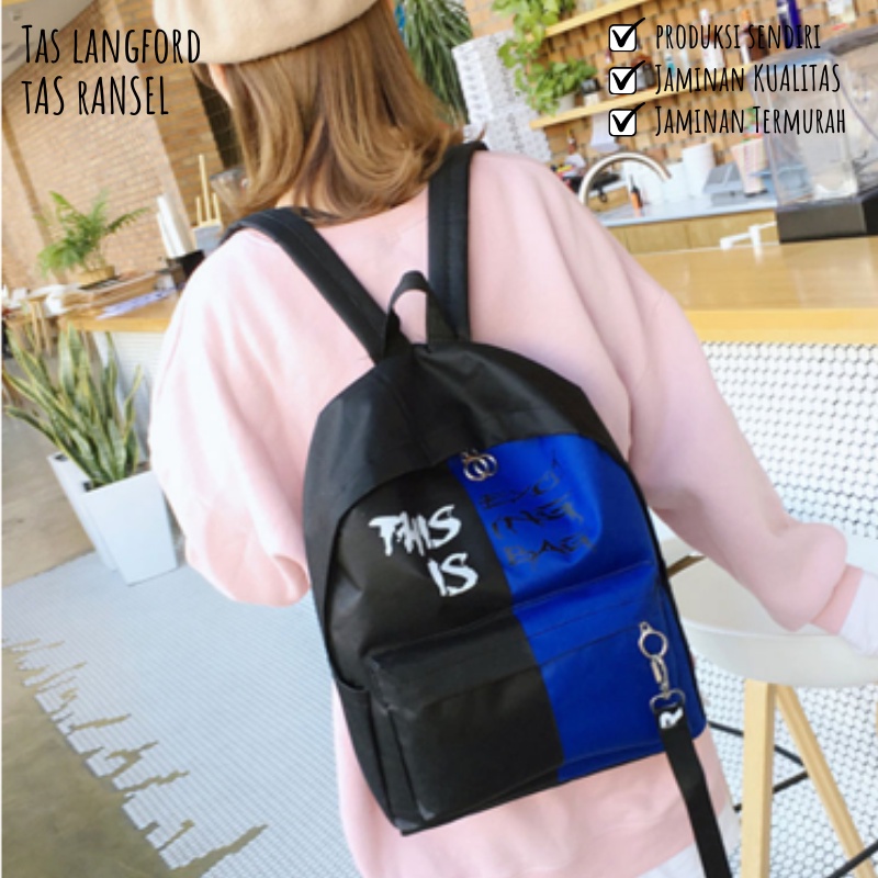 Tas Ransel Wanita - Tas Sekolah Kerja Kuliah Multifungsi Stylish Backpack Punggung Bahu Model Terbaru Bagus Kekinian Termurah Kualitas Premium Simple Elegan Casual Import Lokal Original Korea Unisex Remaja Dewasa Perempuan Cewek