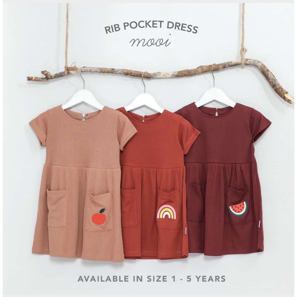 PROMO 7.7 PROMO BAJU LEBARAN MURAH CUCI GUDANG PROMO MOOI RIB POCKET DRESS DRESS ANAK PEREMPUAN DRES BAYI 1-5 Tahun Part 2