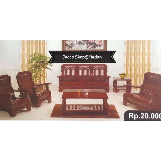 SOFA TAMU KAYU MEDAN - KURSI KAYU  SOFA TAMU FULLSET MEJA TIPE 321